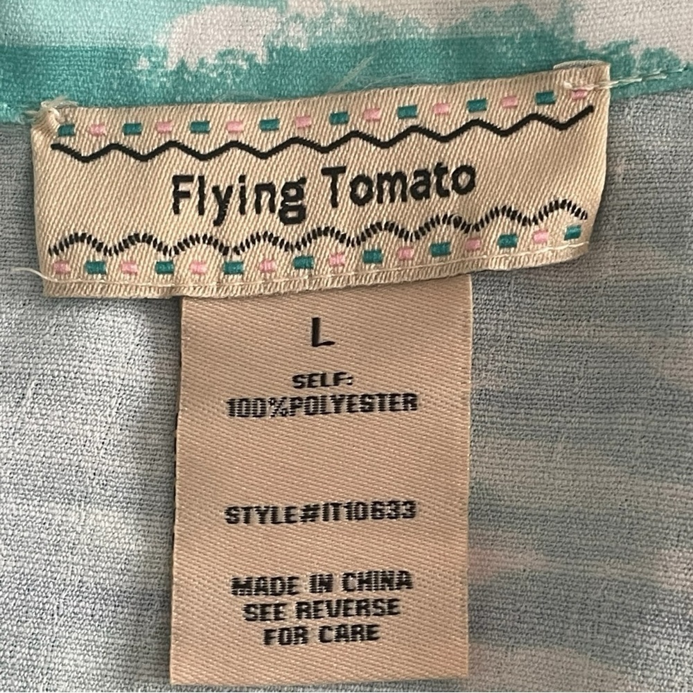 Flying Tomato Vibrant 1950’s Hawaiian “Paradise” Print Blouse Size Large - Picture 3 of 4